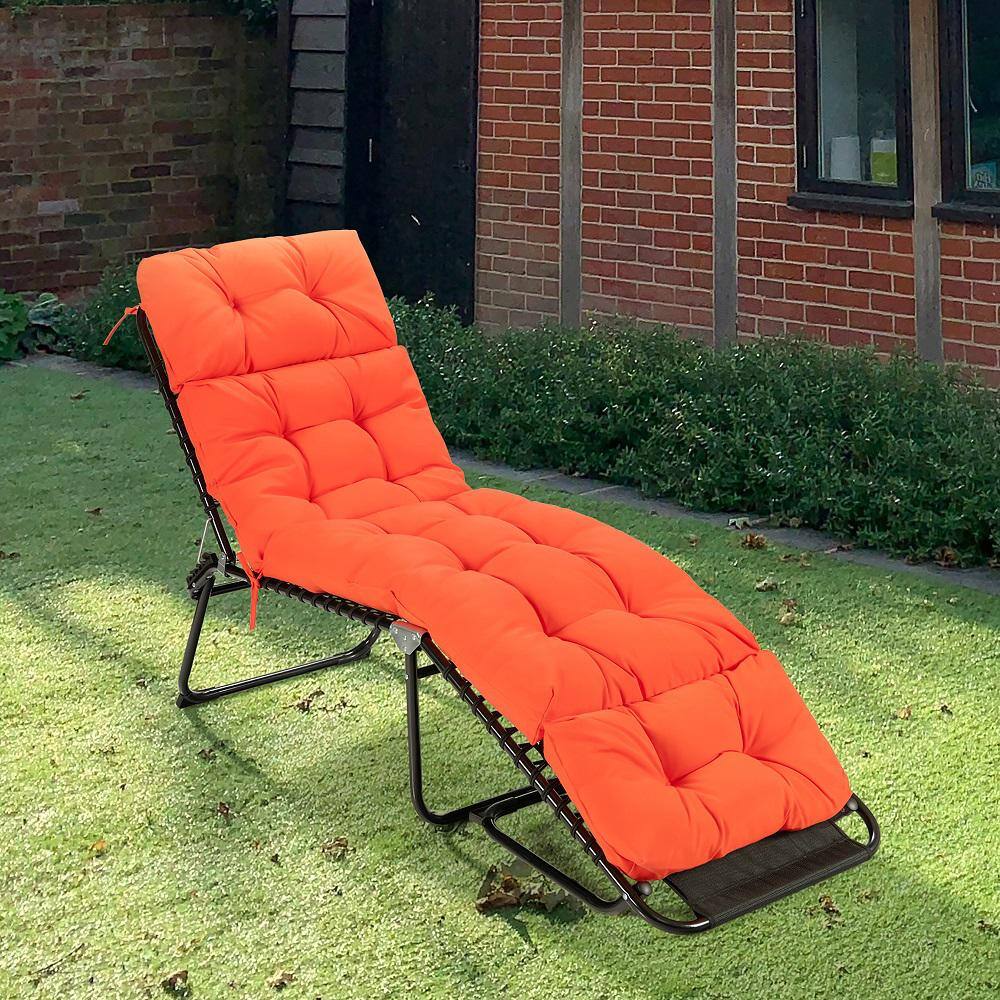 73'' Bright Orange Cotton and Polyester Chaise Lounge Cushion