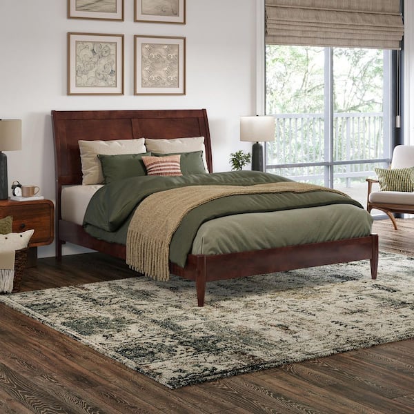 AFI Valencia Walnut Brown Solid Wood Frame Full Low Profile Platform Bed