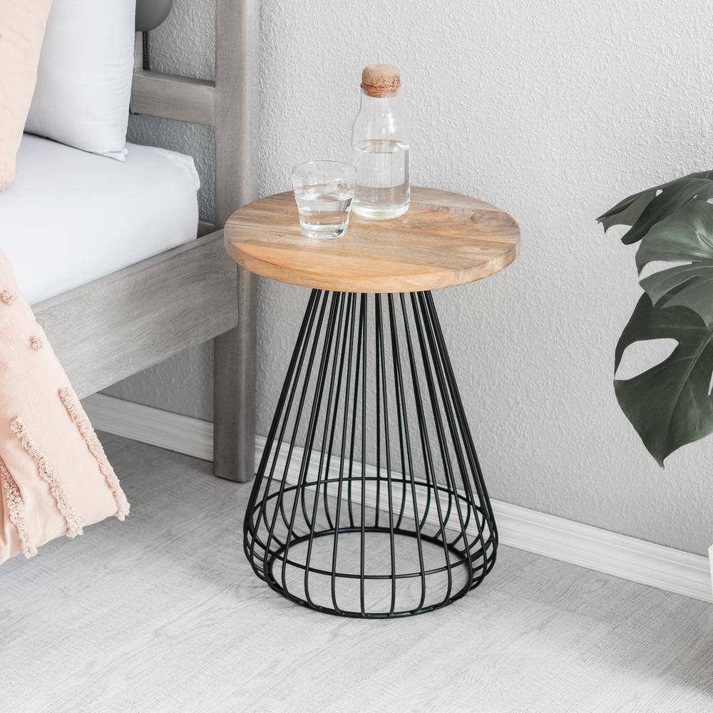 Melody 16 in Black 20 in Cage Mango Wood End Table - thumbnail 8