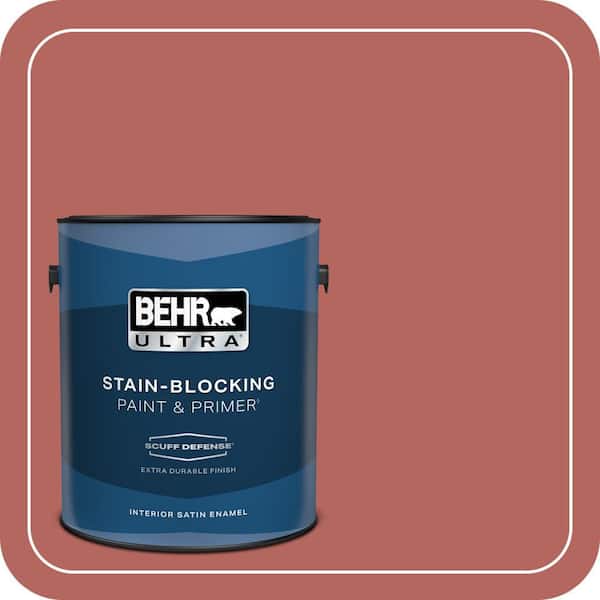BEHR ULTRA 1 gal. #180D-6 Mineral Red Extra Durable Satin Enamel Interior Paint & Primer