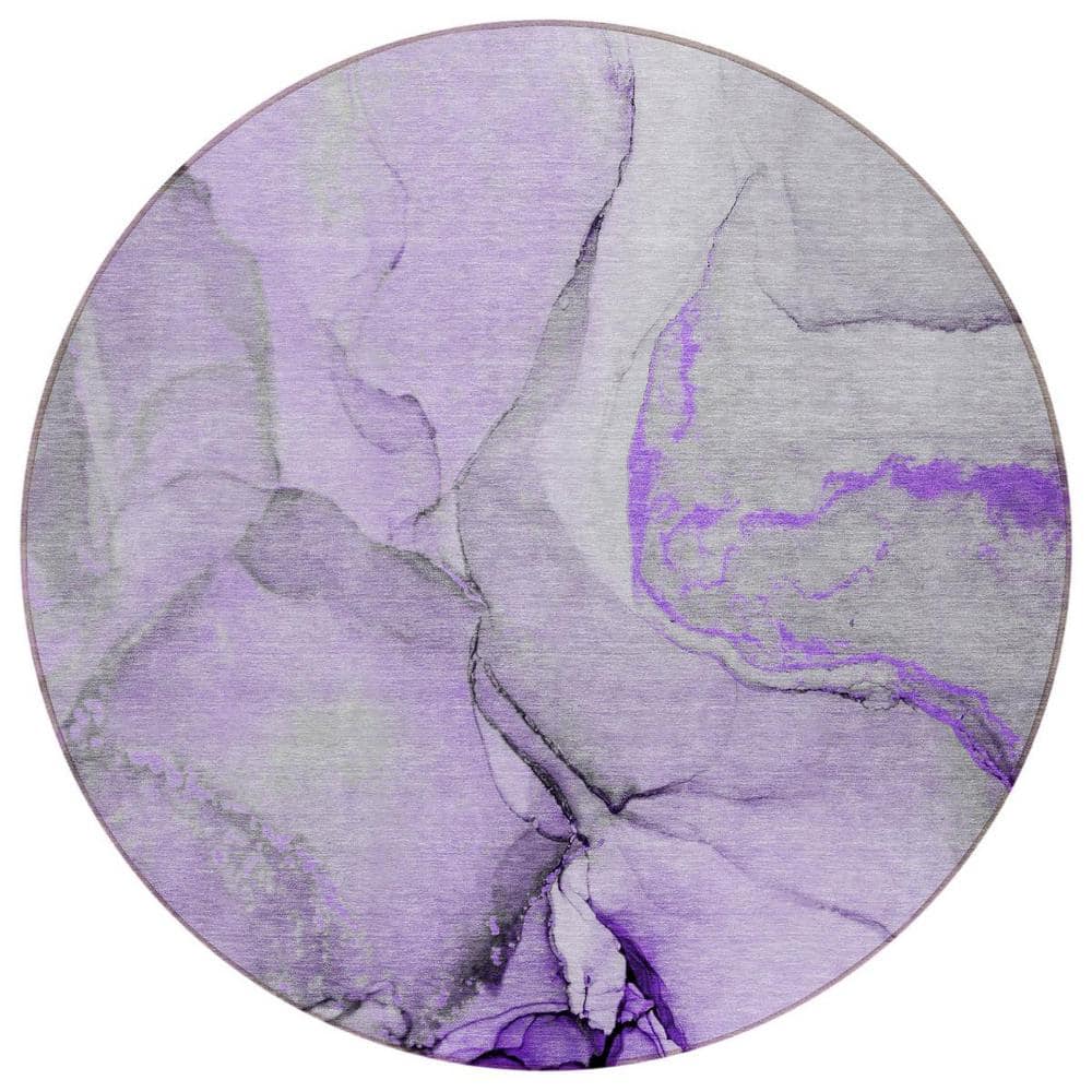 Purple and Ivory 8 ft. Round Abstract Indoor / Outdoor Area Rug price history on PriceWatchPro