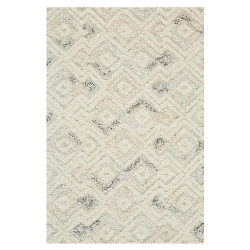 Ivory, Gray, Black 10 ft. x 14 ft. Tufted Geometric Wool Indoor Area Rug price history on PriceWatchPro