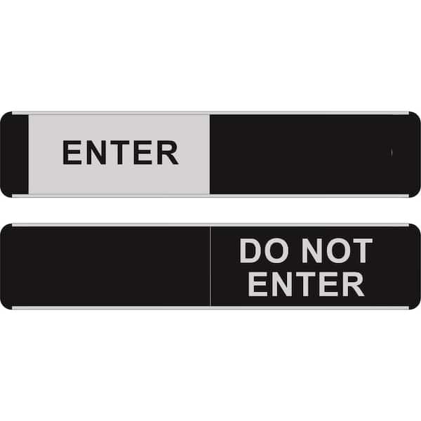 SECO Meeting Room-Enter or Do Not Enter, Sliding Aluminum, Wall Decor, 2 in. x 10 in. 8 oz. Black, Gray/Black Lettering