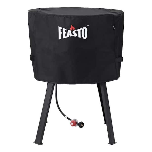 28 in. Outdoor Concave Comal Cover, Waterproof 600D Heavy Duty BBQ Grill Cover, with Hook and Loop Straps, Black