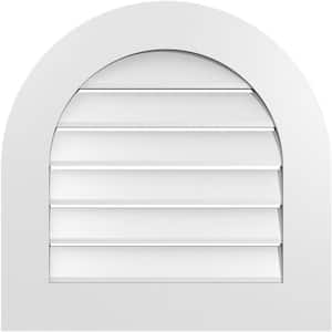 24 in. x 24 in. Round Top White PVC Paintable Gable Louver Vent Functional