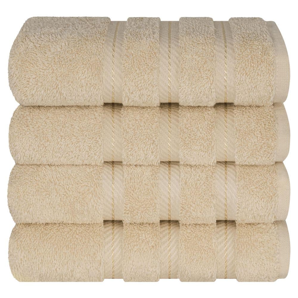 Cotton Alley 100% Cotton Bath Towel Set 6 Pcs 2 Bath Towels - 2 Face Towels  - 2 Wash Cloths - Soft & High Absorbent Beige 