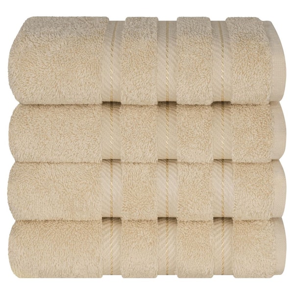 American Soft Linen 4 Piece 100% Turkish Cotton Hand Towel Set - Sand Taupe