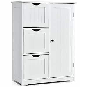 22 in. W x 12 in. D x 32 in. H White Freestanding Bathroom Linen Cabinet with Three Drawers and Cupboard