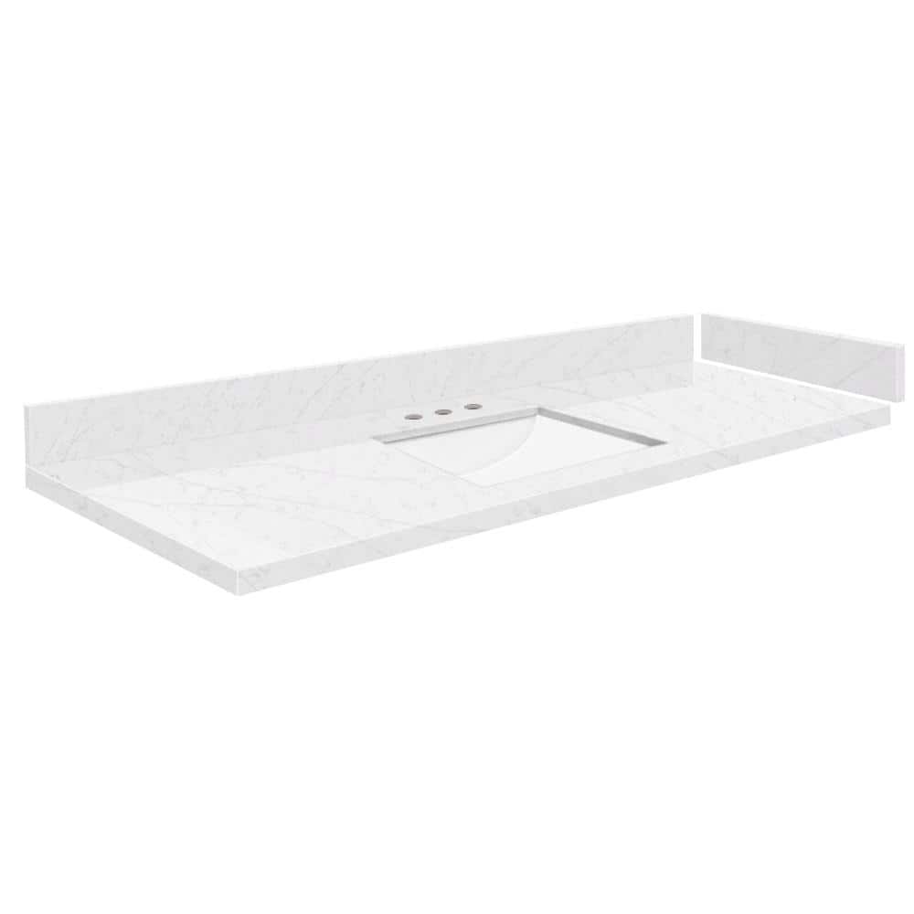Silestone 58 in. W x 22.25 in. D Quartz White Rectangular Single Sink Vanity Top in Statuario price history on PriceWatchPro