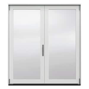F-4500 72 in. x 80 in. White Left-Hand Folding Primed Fiberglass 2-Panel Patio Door Kit with Impact Glass