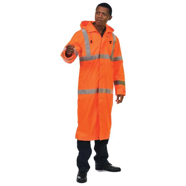 Hi Viz Lime Poly Oxford Long Rain Coat 