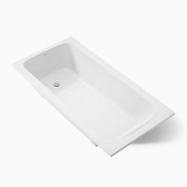 Avec 72 in. x 36 in. Rectangular Soaking Bathtub with Reversible Drain in White
