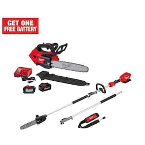 M18 FUEL 14 in. Top Handle 18V Lithium-Ion Brushless Cordless Chainsaw Kit w/Pole Saw, 8.0 Ah, 12.0 Ah Battery, Charger