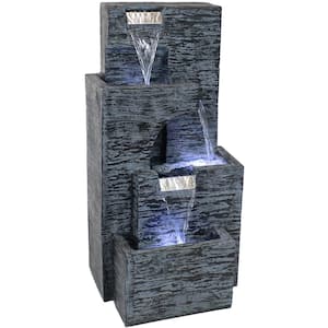 32 in. Contemporary Cascading Tower Water Fountain with LED Lights