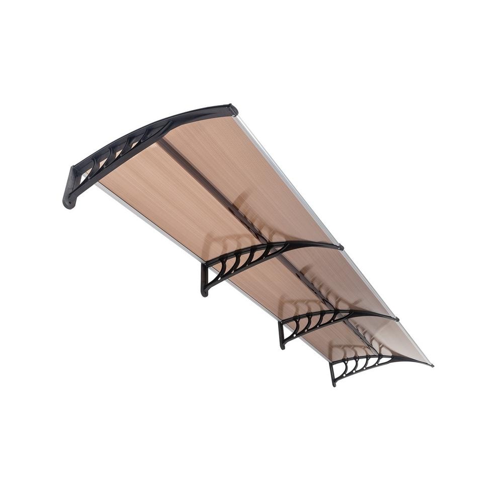 Karl home 118 in. Black Bracket Door and Window Fixed Awning in Brown 931930505931 The Home Depot