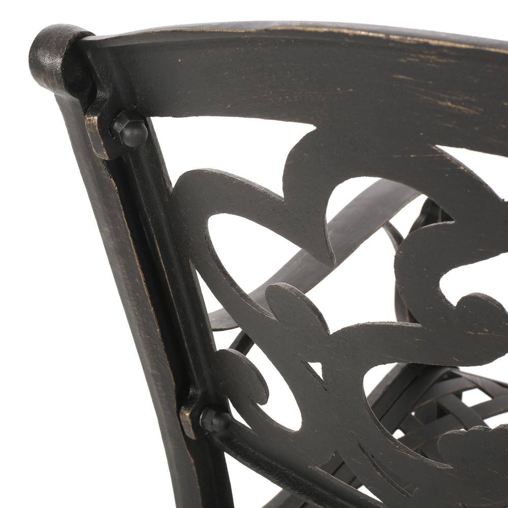 Soft Cloud Patina Copper Cast Aluminum Outdoor Dining Chairs, Set of 2