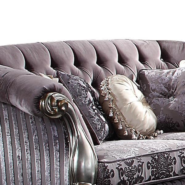 Acme Furniture Versailles 45 in. Velvet & Antique Platinum Velvet 
