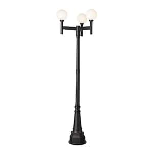 Laurent 3-Light Black Aluminum Hardwired Outdoor Marine Grade Post Light Set with no bulbs included