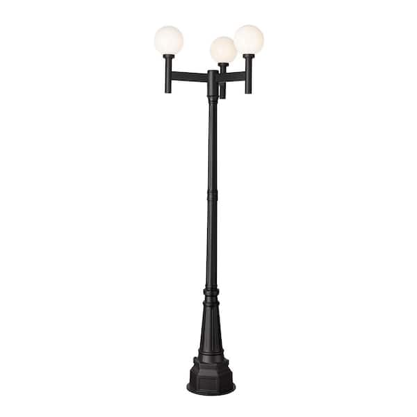 Filament Design Laurent 3-Light Black Aluminum Hardwired Outdoor Marine Grade Post Light Set with no bulbs included