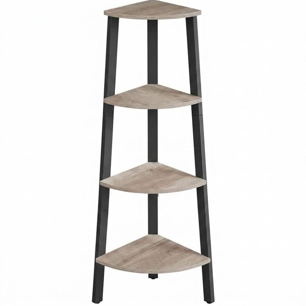 "49.2"" 4‑Tier Industrial Greige & Black Corner Ladder Shelf + 3‑Tier Black Bamboo Plant Stand" price history on PriceWatchPro