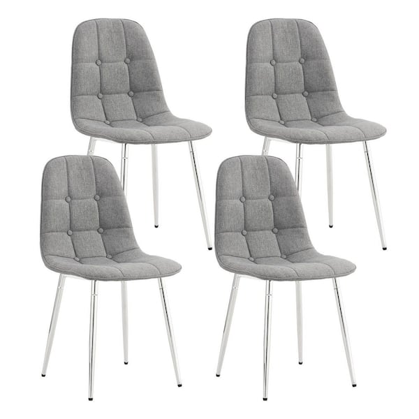 Unbranded Modern Light Gray Upholstered Accent Dining Chairs with Metal Legs (Set of 4)