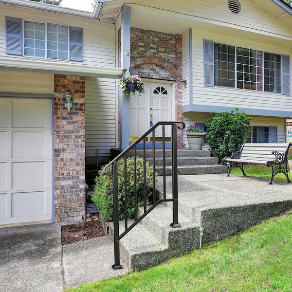 Karl home Transitional Handrail Stair Railing Fits 2-Step Iron Rail Kit