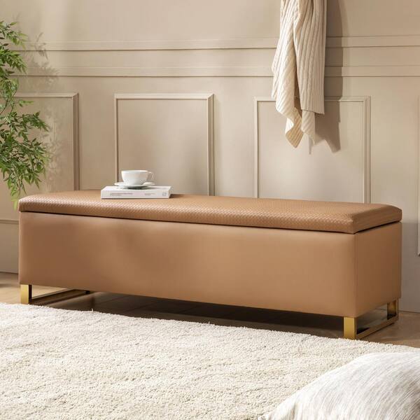JAYDEN CREATION Gaston Camel Modern 16.5 in. Storage Bench with