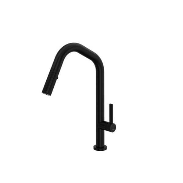 ROHL Tenerife Single Handle Pull Down Sprayer Kitchen Faucet with Secure Docking in Matte Black