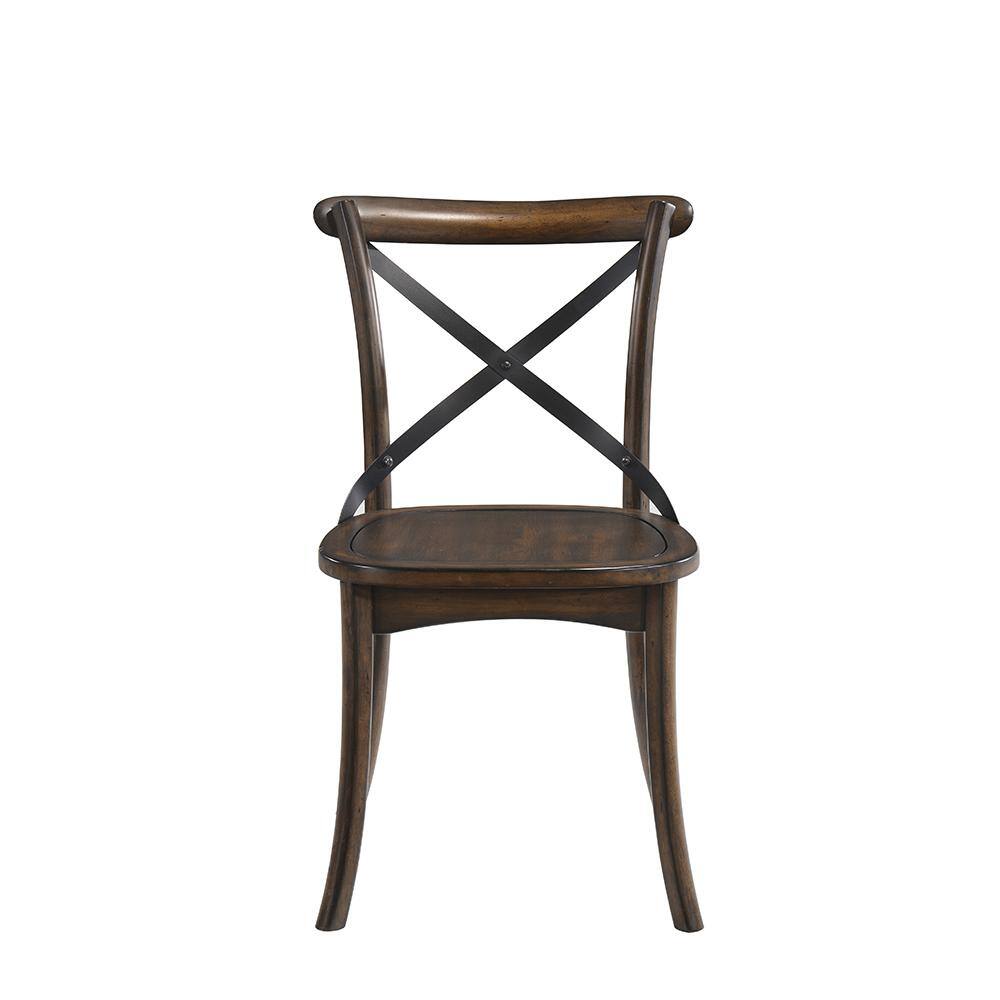 Dark Oak and Black Cross Back Dining Side Chair Set