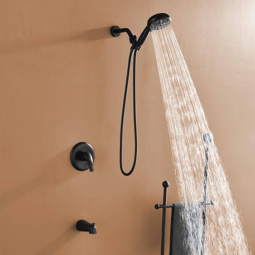 Matte Black Brass Wall Mounted Rain Handheld Shower System