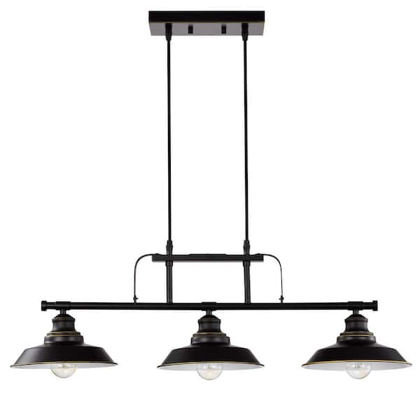 Tatahance 3-Light Matte Black Pendant Design Pendant Light with Metal Shade