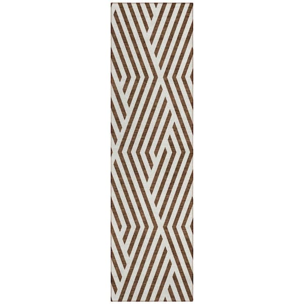 Chantille ACN550 Brown 2 ft. 3 in. x 7 ft. 6 in. Machine Washable Indoor/Outdoor Geometric Runner Rug
