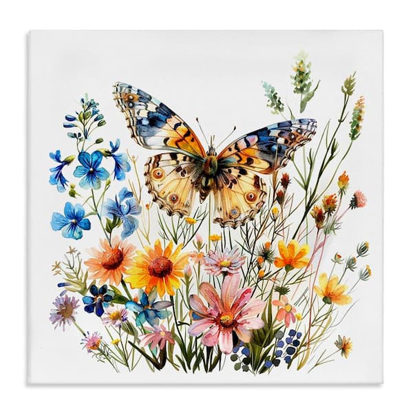 Stupell Industries Spring Butterfly Garden by LSR Design Studio Unframed Animal Graphic Art Print 24 in. x 24 in.