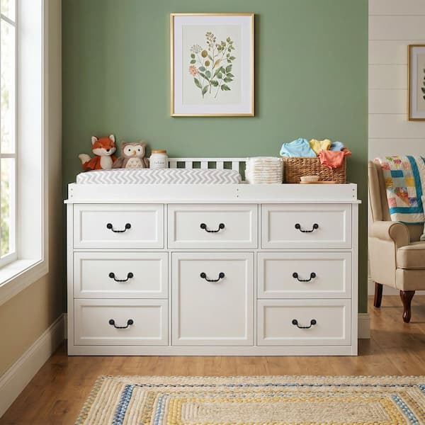 childrens dresser Graco Noah 3 Drawer Chest with Changing Topper, White the wide kids dresser adds more storage space for your clothing and extra items Kids Dresser with 7/8 Drawers