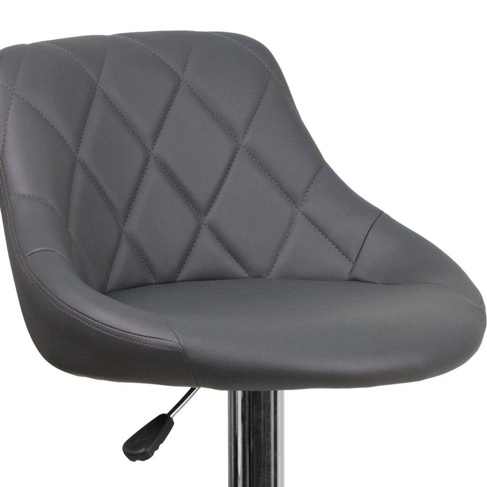 Contemporary Gray Vinyl Adjustable Swivel Barstool with Chrome Base