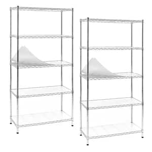 Chrome 5-Tier Carbon Steel Wire Garage Storage Shelving Unit NSF Certified (2-Pack) (30 in. W x 60 in. H x 14 in. D)