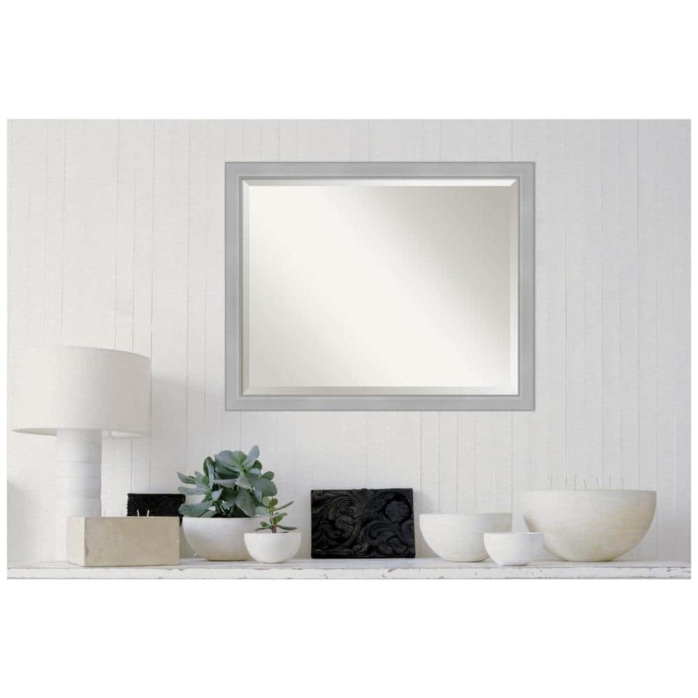 Elegant Vista Brushed Nickel 31"x25" Bathroom Vanity Wall Mirror