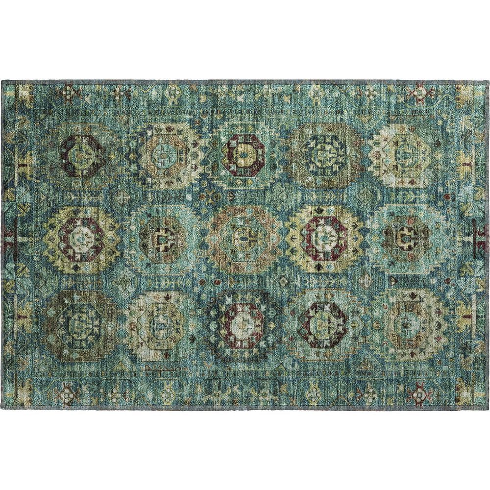 Mayfield Premium Machine Washable Abstract AMF2024 Teal 2 ft. x 3 ft. Accent Rug price history on PriceWatchPro