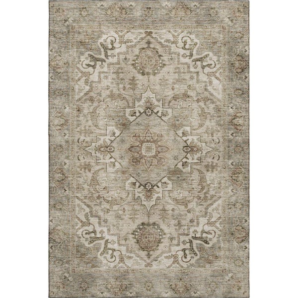 Mayfield Premium Machine Washable Abstract AMF2164 Beige 5 ft. x 7 ft. 6 in. Area Rug