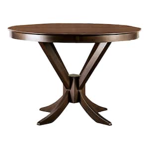 Raven Walnut Solid Wood 53 in. Pedestal Round Dining Table (Seats 4)