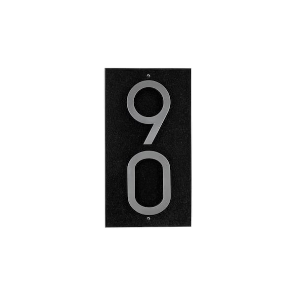 Floating Stand-Off 2-Number Vertical Sign, Black /w/ Silver Modern Font Numbers