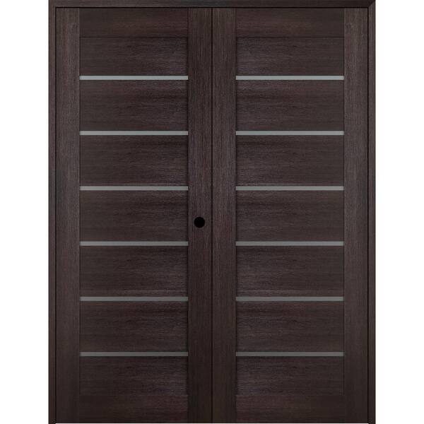 Belldinni Vona 07-02 72 in. x 96 in. Left Hand Active 8-Lite Frosted Glass Veralinga Oak Wood Composite Double Prehung French Door