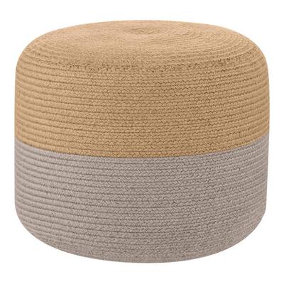 Hampton Bay 20 in. x 16 in. Gray Spiral Cylinder Pouf