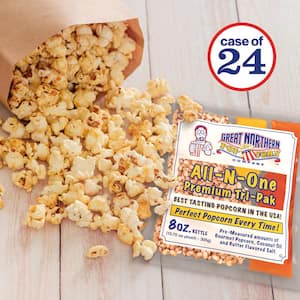 8 oz. Popcorn Packets - All-in-One Movie Theater Style Popcorn Kernels, Salt, and Oil Packs, 24 Case