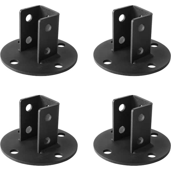 Carbon 5.1 in. x 5.1 in. 4 Holes Mount 1-5/8 in. Single Strut Channel Black Round Post Base Corner Orientation 4-Pack