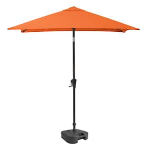 9 ft. Steel Market Square Tilting Patio Umbrella with Umbrella Base in Orange