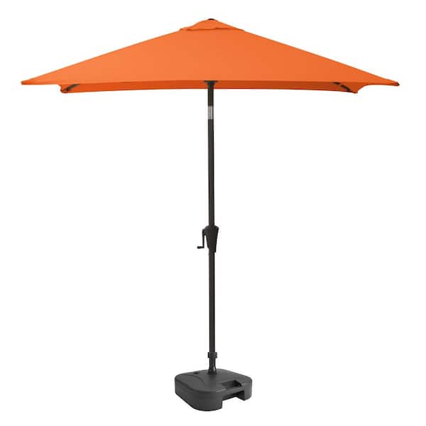 9 ft. Steel Market Square Tilting Patio Umbrella with Umbrella Base in Orange