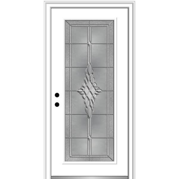 MMI DOOR 34 in. x 80 in. Grace Right-Hand Inswing Full-Lite Decorative Primed Steel Prehung Front Door, 4-9/16 in. Frame