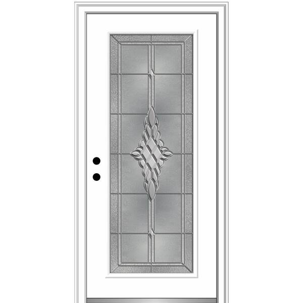MMI Door 36 in. x 80 in. Grace Right-Hand Inswing Full-Lite Decorative Primed Steel Prehung Front Door, 4-9/16 in. Frame