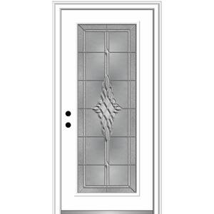 34 in. x 80 in. Grace Right-Hand Inswing Full-Lite Decorative Primed Steel Prehung Front Door on 6-9/16 in. Frame